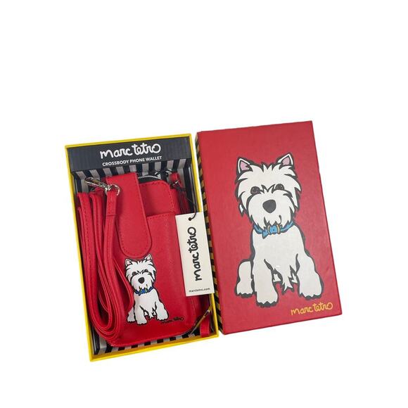 MARC TETRO PHONE CROSSBODY WRISTLET WESTIE RED WHITE TERRIER KAWAII COMES W BOX - Picture 13 of 16